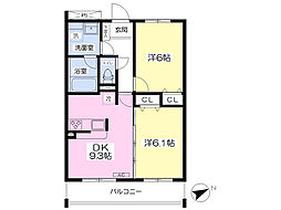 ヴァンヌーヴォ 2DKの間取図画像