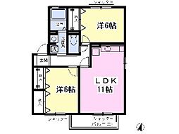 エスペランサA 2LDKの間取図画像
