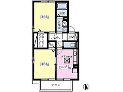 アークヒルA 2DKの間取図画像