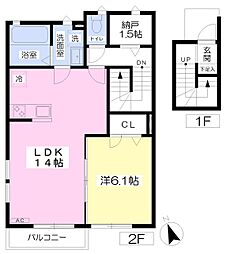 Dwell2 1LDKの間取図画像