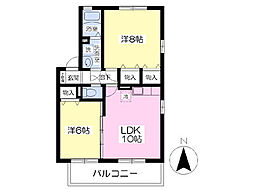 ソレアード 2LDKの間取図画像