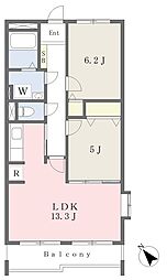 ベルリバーサイド 2LDKの間取図画像