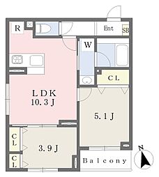厚木市棚沢マンション 2LDKの間取図画像