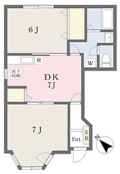モデルノアロッジオ 2DKの間取図画像