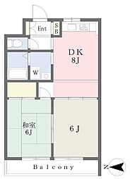 ホワイトメゾン綱島 2DKの間取図画像