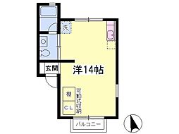 ブルックハイム ワンルームの間取図画像
