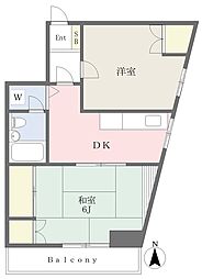 プラーズ上丸子 2DKの間取図画像