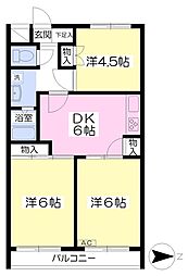 ニューゴールドコーポ1号館 3DKの間取図画像