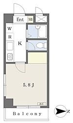 パークロード柿坂B 1Kの間取図画像
