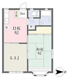 ハイツ浜田 2DKの間取図画像