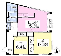 阿部第一ビル 2LDKの間取図画像
