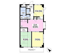 メルベーユ相模原 3DKの間取図画像