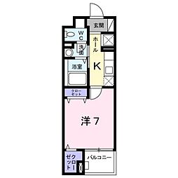 メゾンユウソウ 1Kの間取図画像