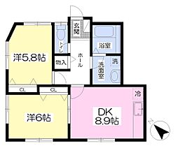 ベルウッドレジデンス 2DKの間取図画像