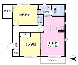 エスポワール 2LDKの間取図画像