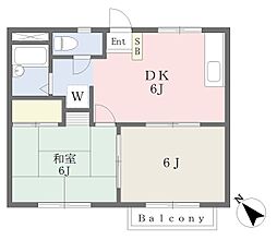 アサレアガーデンA 2DKの間取図画像