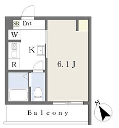 Rico小田急相模原 1Kの間取図画像