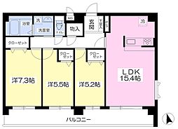 カーサエビネ 3LDKの間取図画像