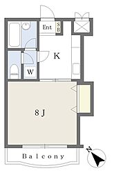 第二林マンション 1Kの間取図画像