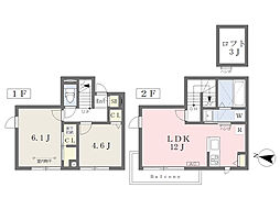 アルソス北川B 2LDKの間取図画像