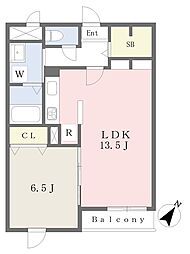 リバーサイド川和 1LDKの間取図画像