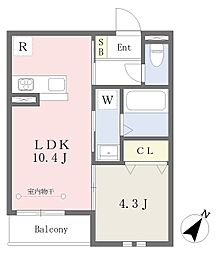 蕪木マンション 1LDKの間取図画像