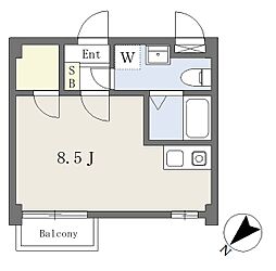リノス参番館 ワンルームの間取図画像