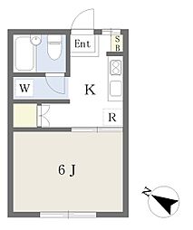 クローバーハイツ 1Kの間取図画像