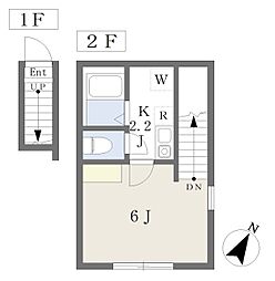 カーサ市ケ尾 1Kの間取図画像