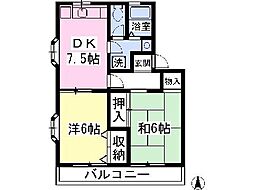 クレストパレスC 2DKの間取図画像