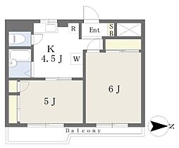 プラーズ市ヶ尾 2DKの間取図画像
