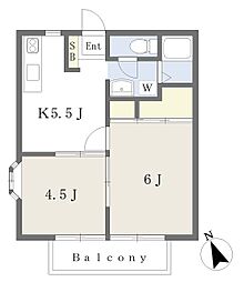ファミール市ヶ尾2 2Kの間取図画像
