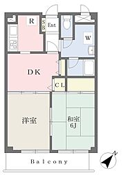 アムクレスト向ヶ丘 2DKの間取図画像