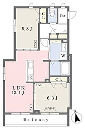 ブリエクール 2LDKの間取図画像