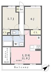 ポワールスミヤ 2SLDKの間取図画像
