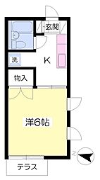 プチハイム大船 1Kの間取図画像