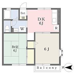 エミネンス本郷 2DKの間取図画像