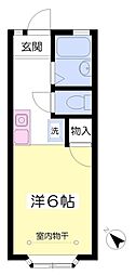 フィーウェルB ワンルームの間取図画像