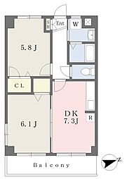 カルム本郷台 2DKの間取図画像