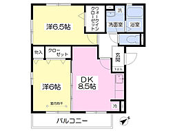 サンティール 2DKの間取図画像
