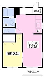 グリーンコート2 1LDKの間取図画像