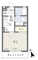 フロレスタ 1Kの間取図画像