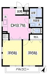 アンビシャス 2DKの間取図画像