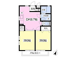 アンビシャス 2DKの間取図画像