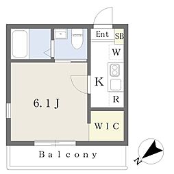 Ｎ−ｈａｒｂａｒ　Ｌａｇｏｏｎ大豆戸町 1階1Kの間取り