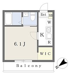 Ｎ−ｈａｒｂａｒ　Ｌａｇｏｏｎ大豆戸町 1階1Kの間取り