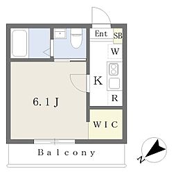 Ｎ−ｈａｒｂａｒ　Ｌａｇｏｏｎ大豆戸町 2階1Kの間取り