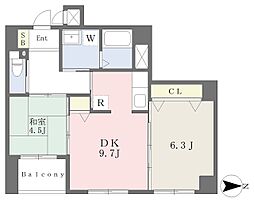 ルミエール井土ケ谷 2DKの間取図画像