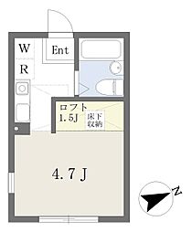 LeGlandVertKikunaB ワンルームの間取図画像