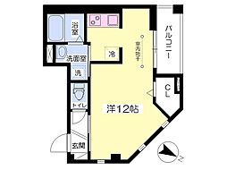 クローバーリーフ ワンルームの間取図画像